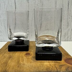 Vintage Disaronno Square Pedestal Glasses — Set of 2